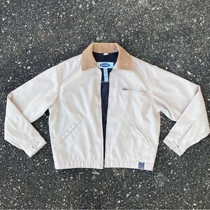 Vintage Old Navy work jacket tan polyurethane Y2K